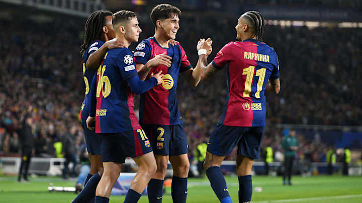 Raphinha, Pau Cubarsi, Fermin Lopez, Jules Kounde Raphinha, Pau Cubarsi, Fermin Lopez, Jules Kounde